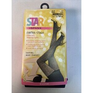 SPANX Star Power Center Stage Nouveau Patterned Shaping Tights Black NWT